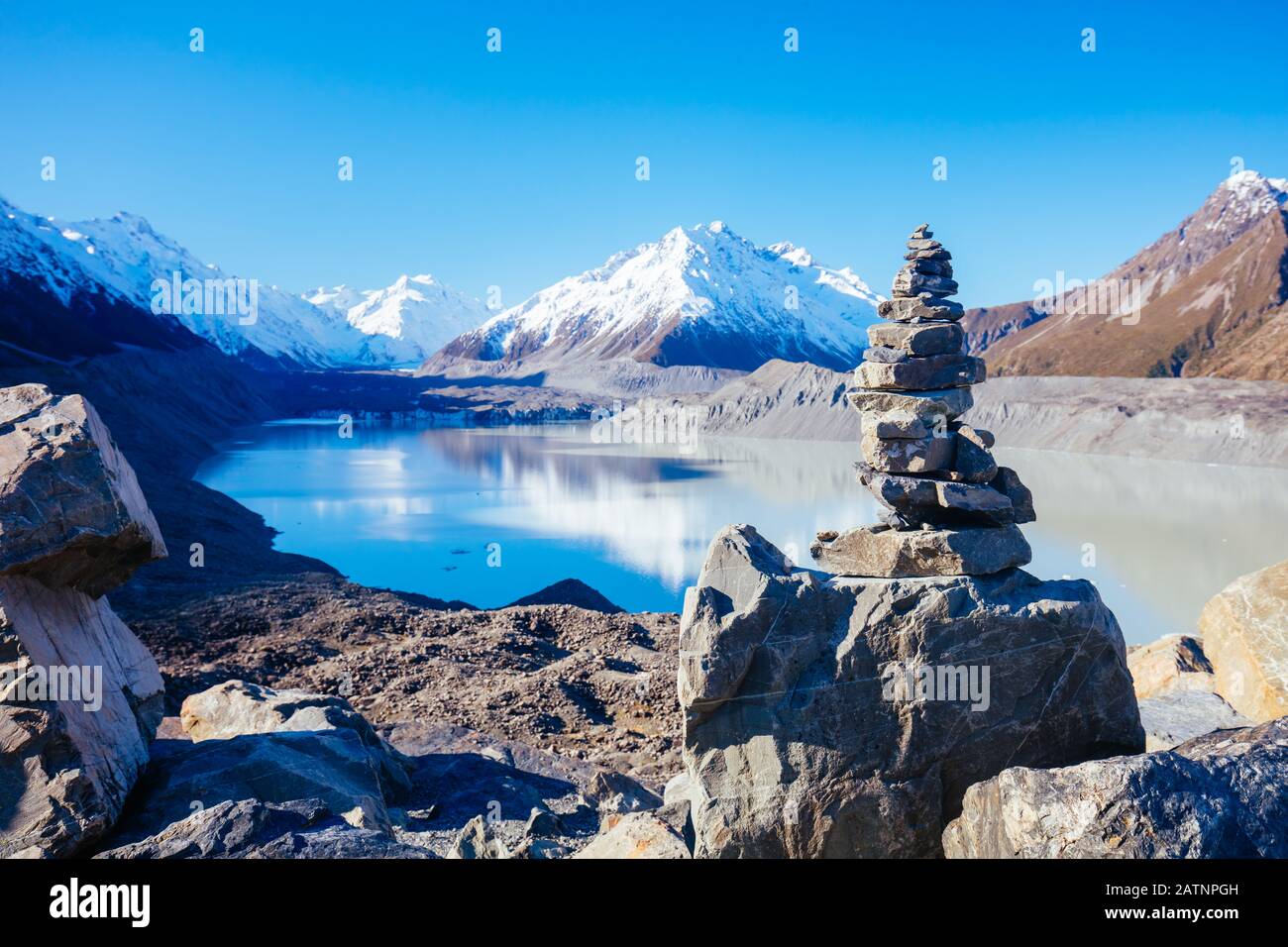 Tasman-Gletscher in der Nähe des Mt Cook in Neuseeland Stockfoto
