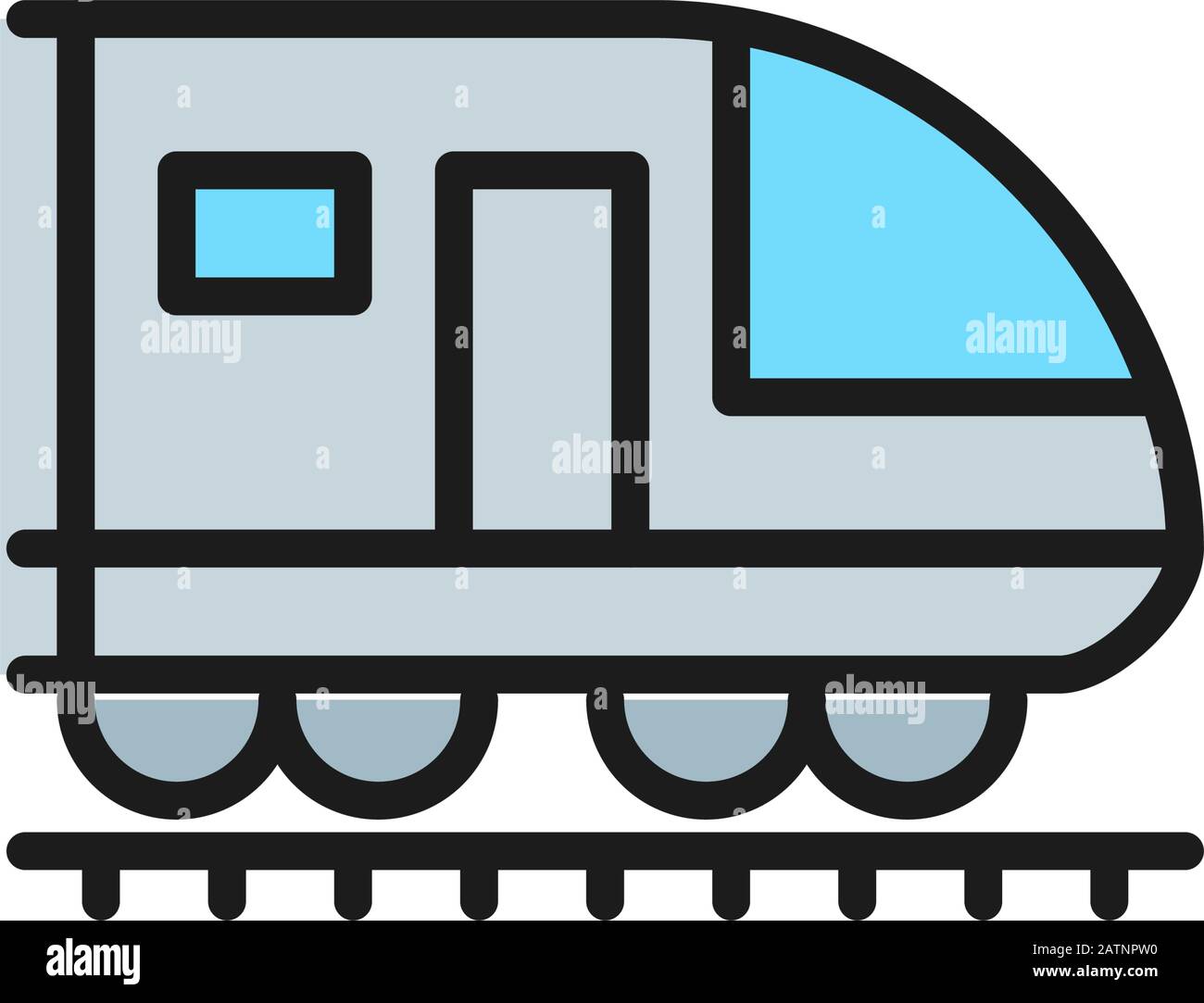 Zug, U-Bahn, Lok, Eisenbahn-Flachbandsymbol. Stock Vektor