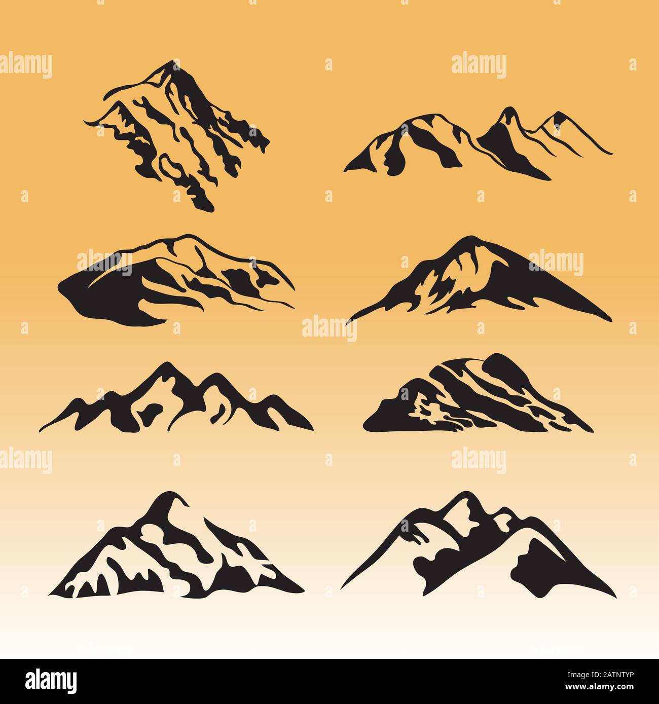 Outdoor-Symbol Schnee Eis Berggipfel, dekorative Symbole isoliert. Camping-Berglogo, Reise-Etiketten, Kletter- oder Wander-Abzeichen Vektor Eps 10 Stock Vektor