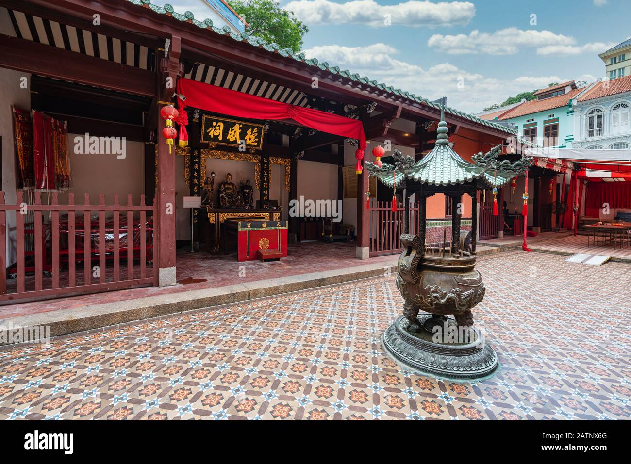 Singapur. Januar 2020. Der Innenhof im Thia Hock Keng Tempel in Singapur Stockfoto