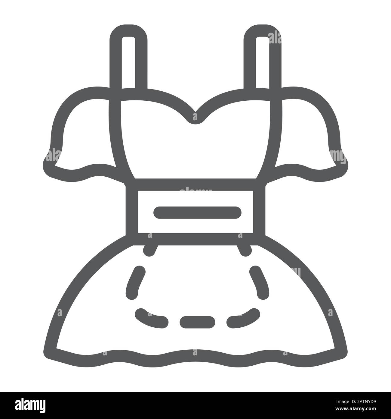 Bier Mädchen Dirndl Kostümlinie Icon, ST patrick's Day und oktoberfest, patrick's Dress Sign, Vektorgrafiken, ein lineares Muster auf weißem Hintergrund Stock Vektor