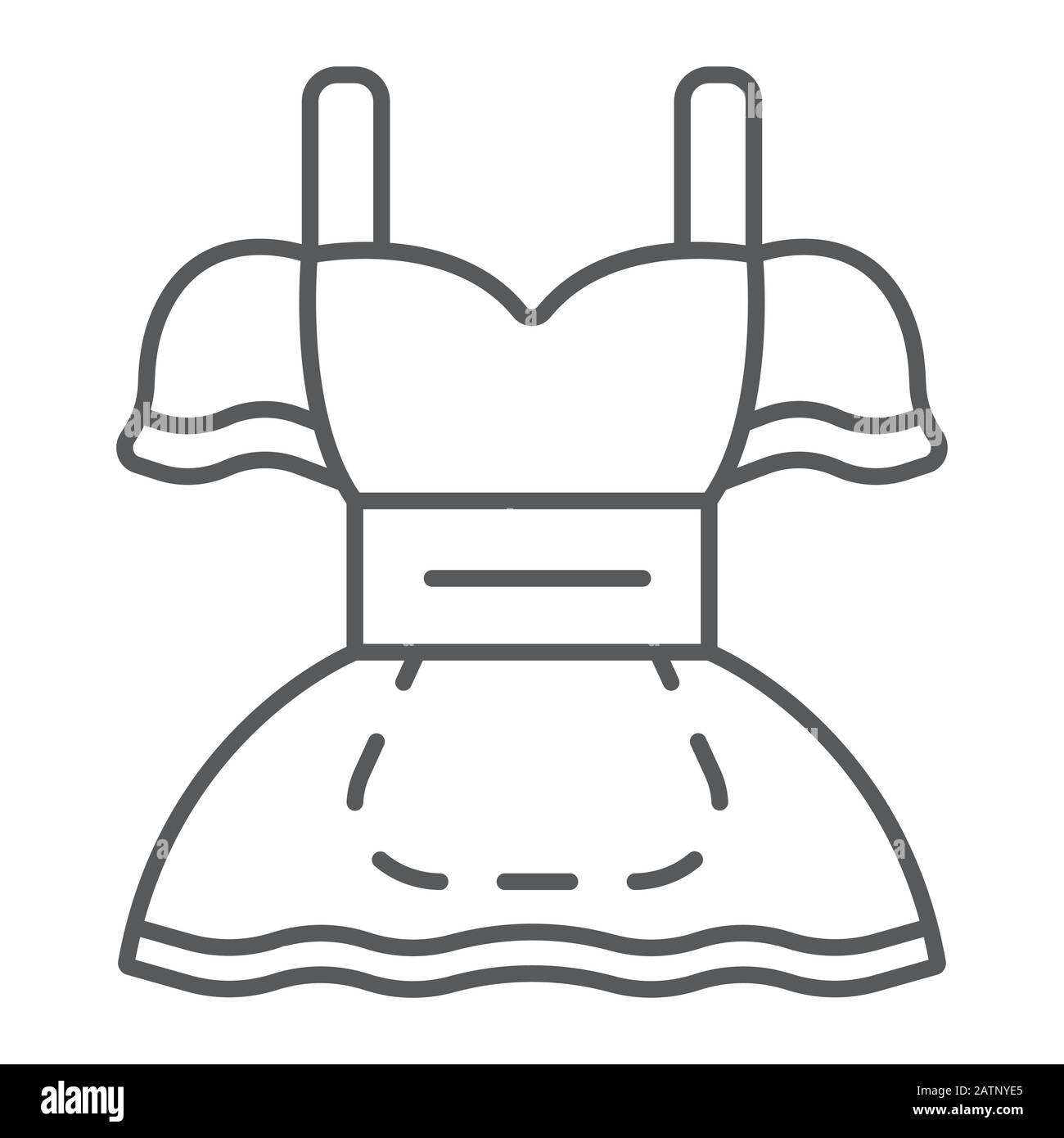 Bier Mädchen Dirndl Kostüm dünne Linie Ikone, ST patrick's Day und oktoberfest, patrick's Dress Sign, Vektorgrafiken, ein lineares Muster auf einem Weiß Stock Vektor