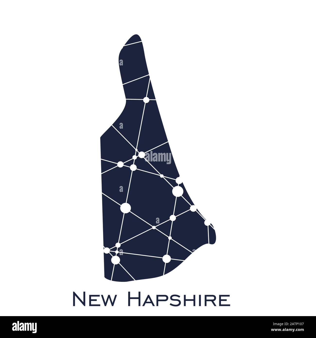 Karte des Bundesstaates New Hampshire Stock Vektor
