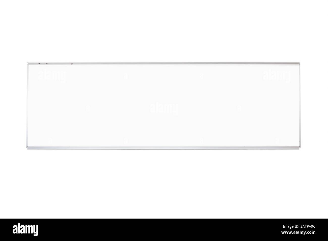 Langes leeres weißes Brett isoliert auf weißem Hintergrund Stockfoto