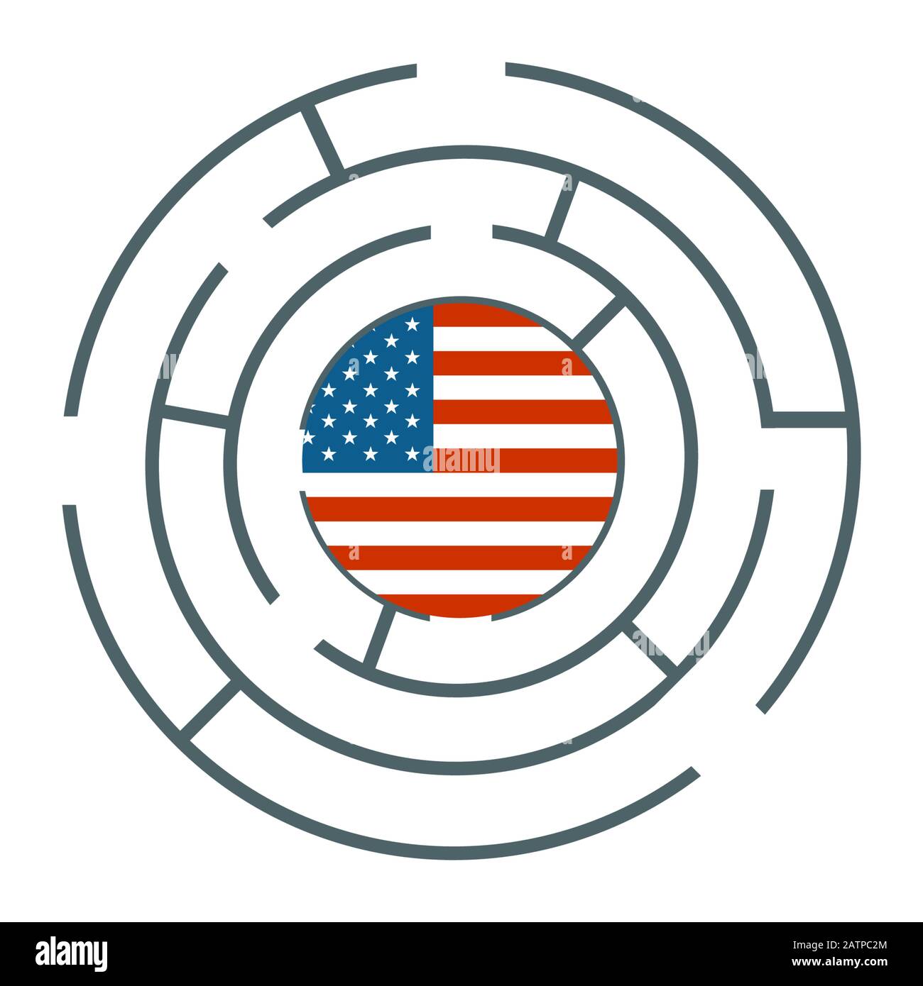 USA-Flagge im Labyrinth Stock Vektor