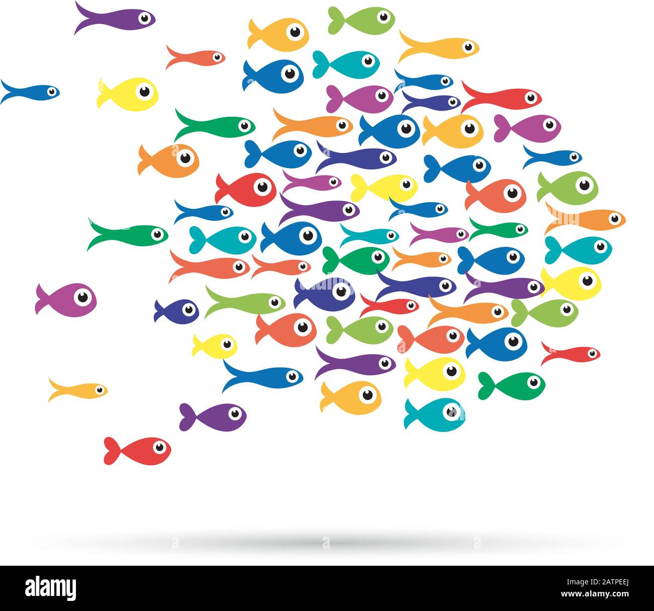 Abbildung: die Schule der Fische unter dem Meer, abstrakte Formen Stock Vektor