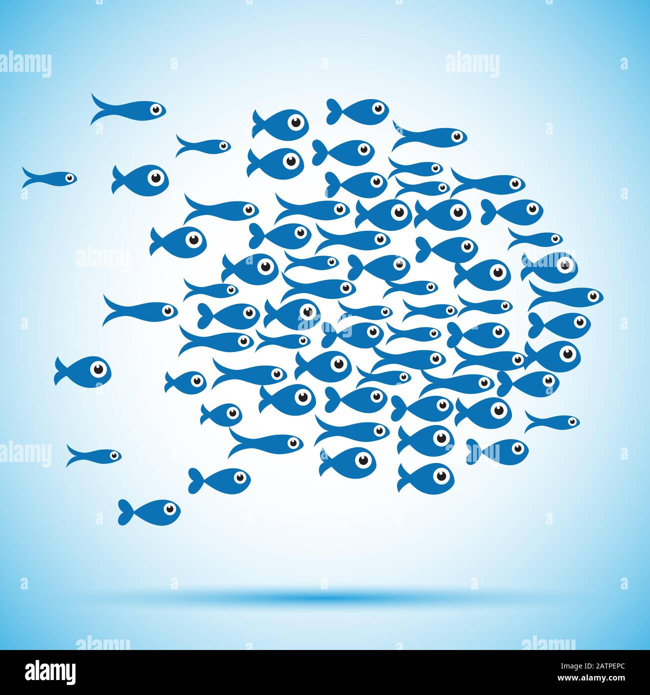 Abbildung: die Schule der Fische unter dem Meer, abstrakte Formen Stock Vektor