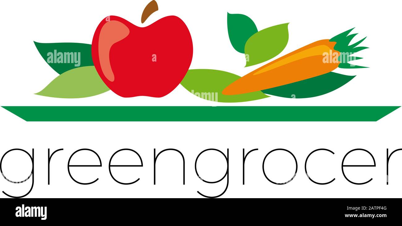 Abstrakter Vektorgrafiker. Apfel und Karotte auf dem Teller Stock Vektor