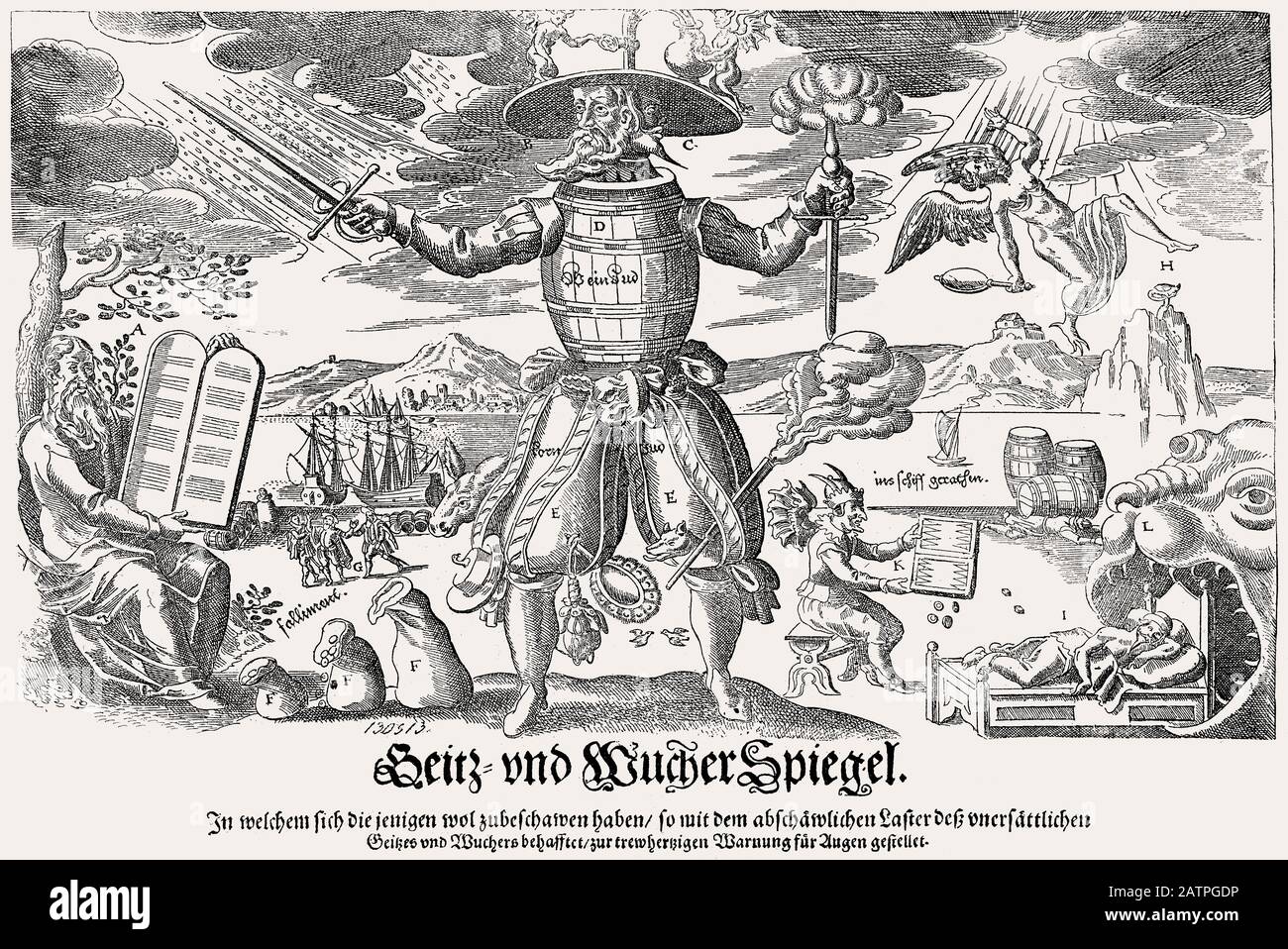 Antisemitisches Progaganda über Geldausruhr, 17. Jahrhundert Stockfoto