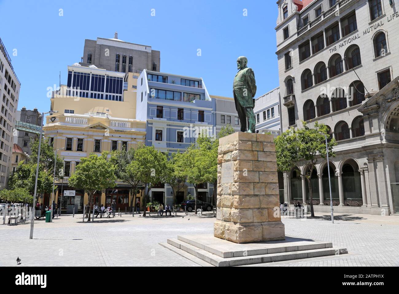 Jan Hendrik Hofmeyr-Statue und Kirchenplatz, Parliament Street, CBD, Kapstadt, Table Bay, Western Cape Province, Südafrika, Afrika Stockfoto