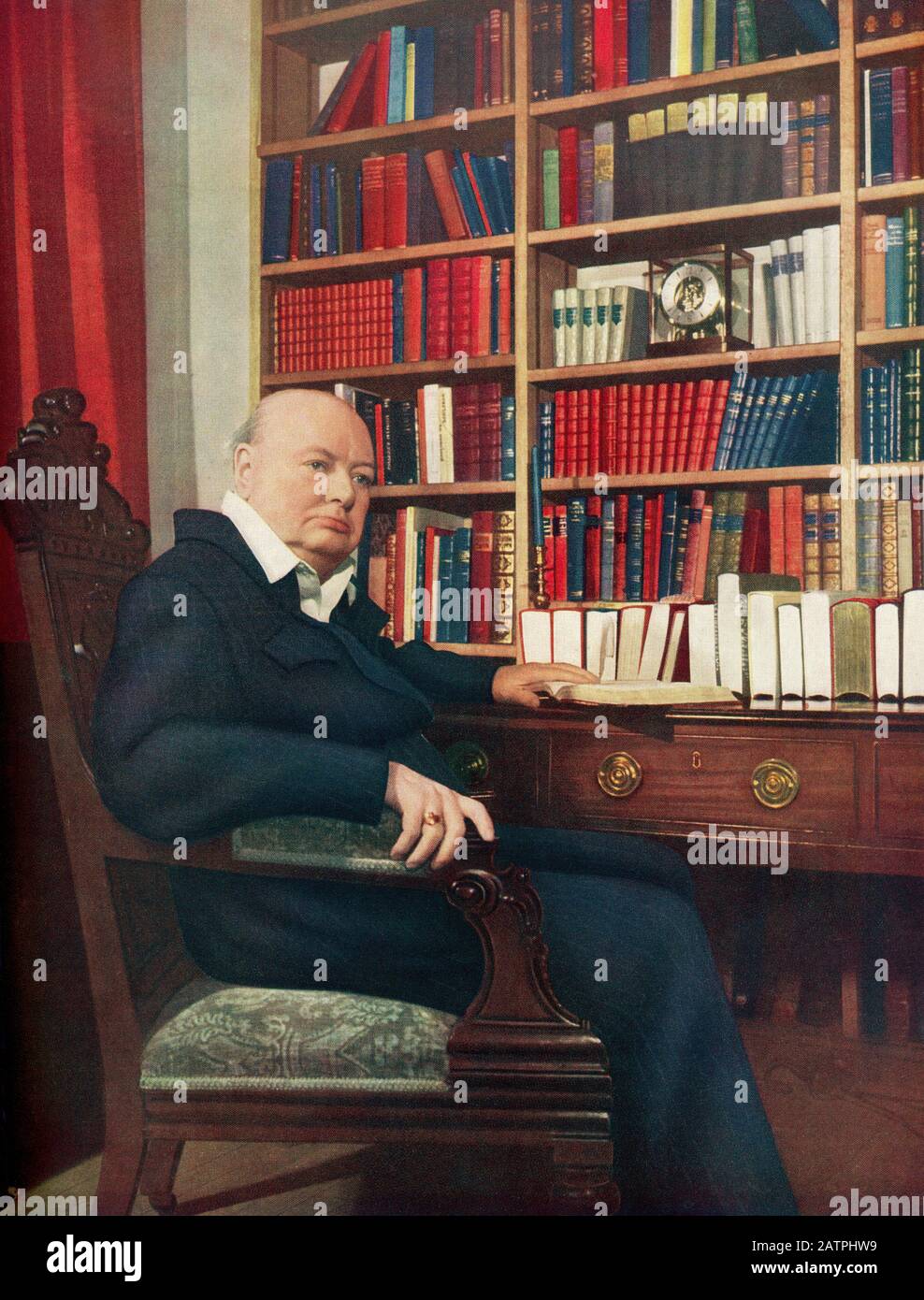 Sir Winston Leonard Spencer-Churchill, 1874 - 1965. Britischer Politiker, Offizier in der Armee, Schriftsteller und zweimal Premierminister des Vereinigten Königreichs. Stockfoto