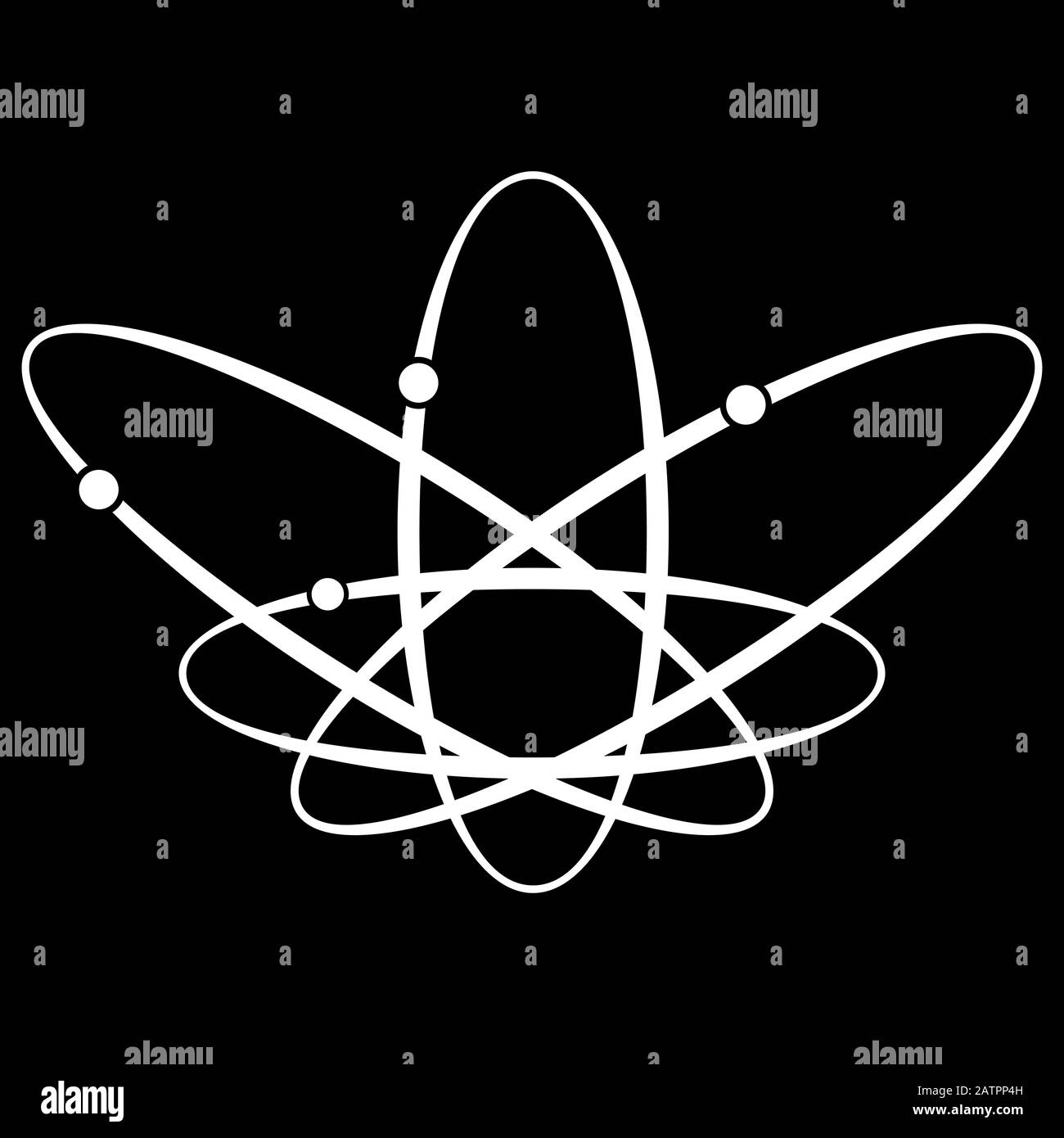 Atom mit Elektronen. Schematische Darstellung des Atoms, wissenschaftliche Gestaltung Stock Vektor