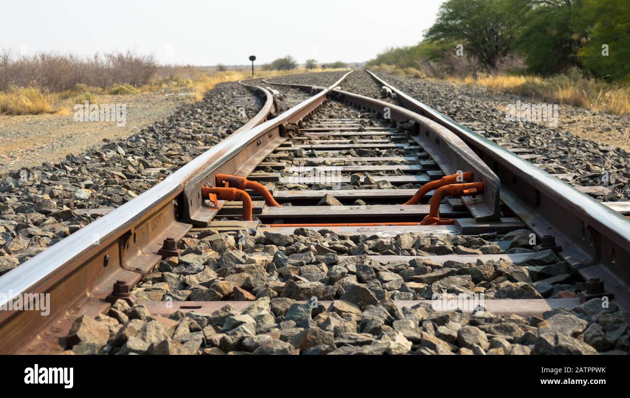 Bahngleise durch Namibia, Safari mit dem Zug Stockfoto