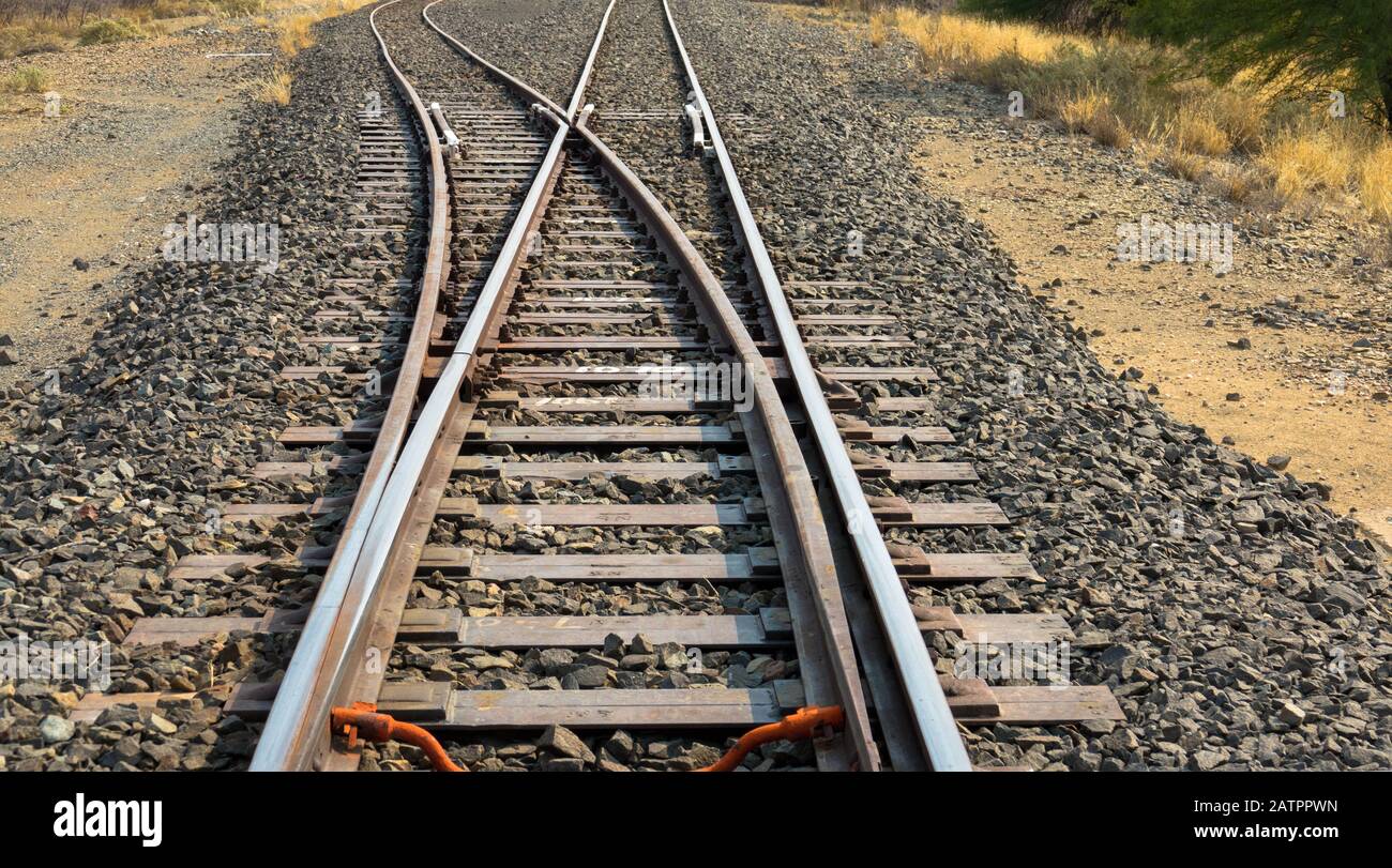 Bahngleise durch Namibia, Safari mit dem Zug Stockfoto