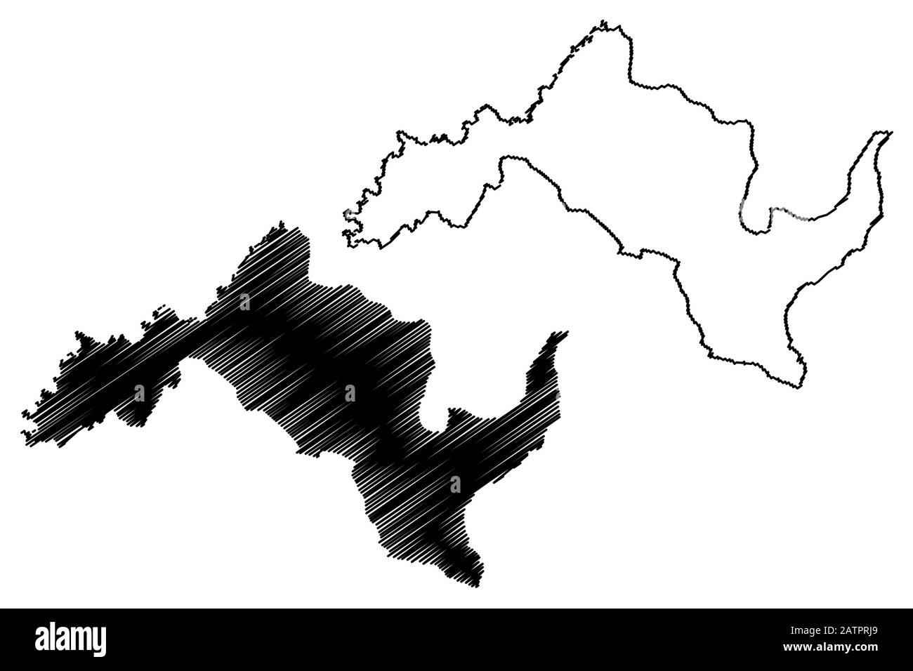 Leribe Bezirk (Bezirke Lesotho Königreich Lesotho) Karte Vektor-illustration, kritzeln Skizze Leribe Karte Stock Vektor