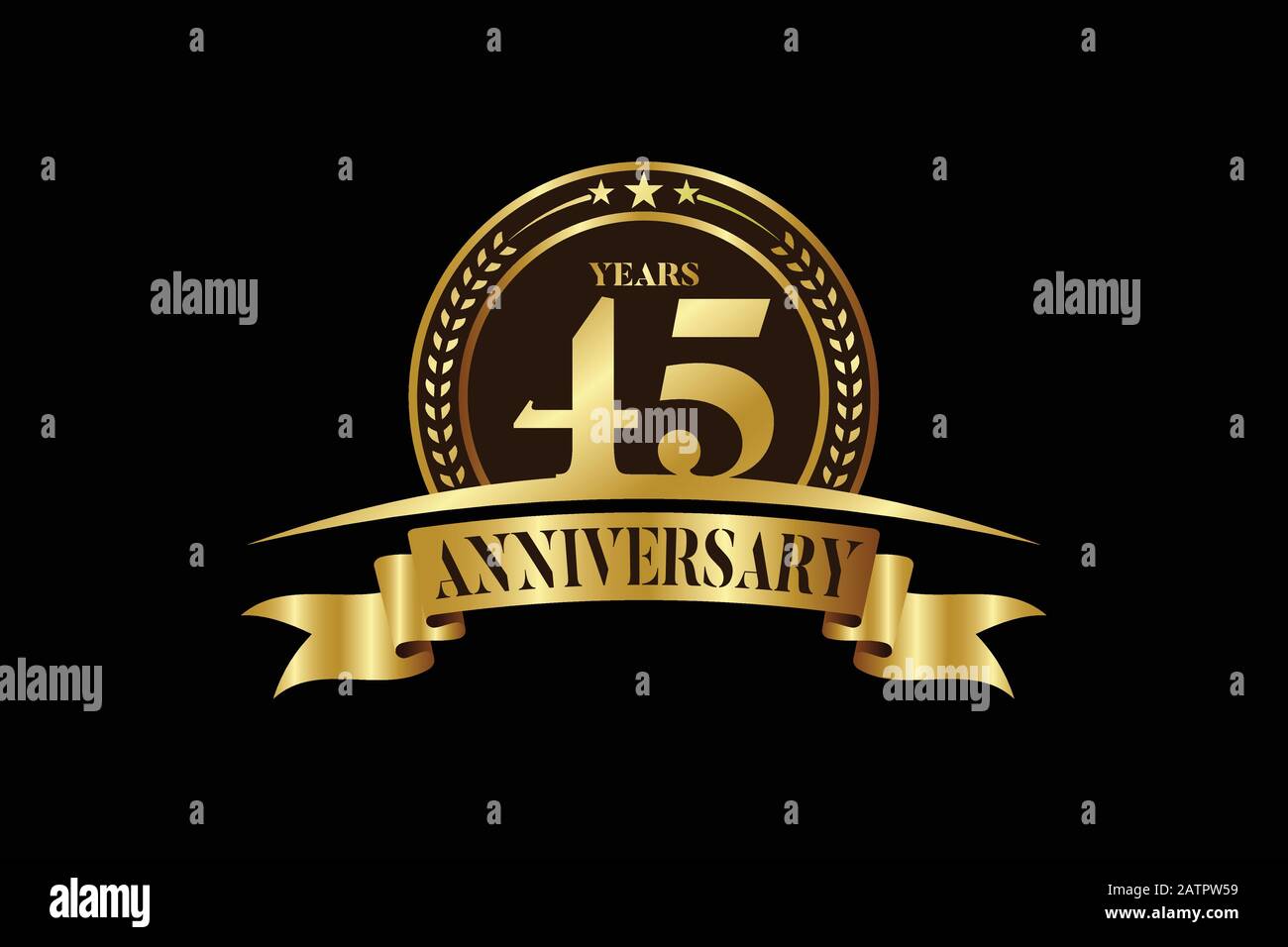 Logo zur Feier des Jubiläums. Goldenes Jubiläumsemblem mit Band. Design für Broschüre, Broschüre, Magazin, Broschüre, Poster, Web, Einladung Stock Vektor