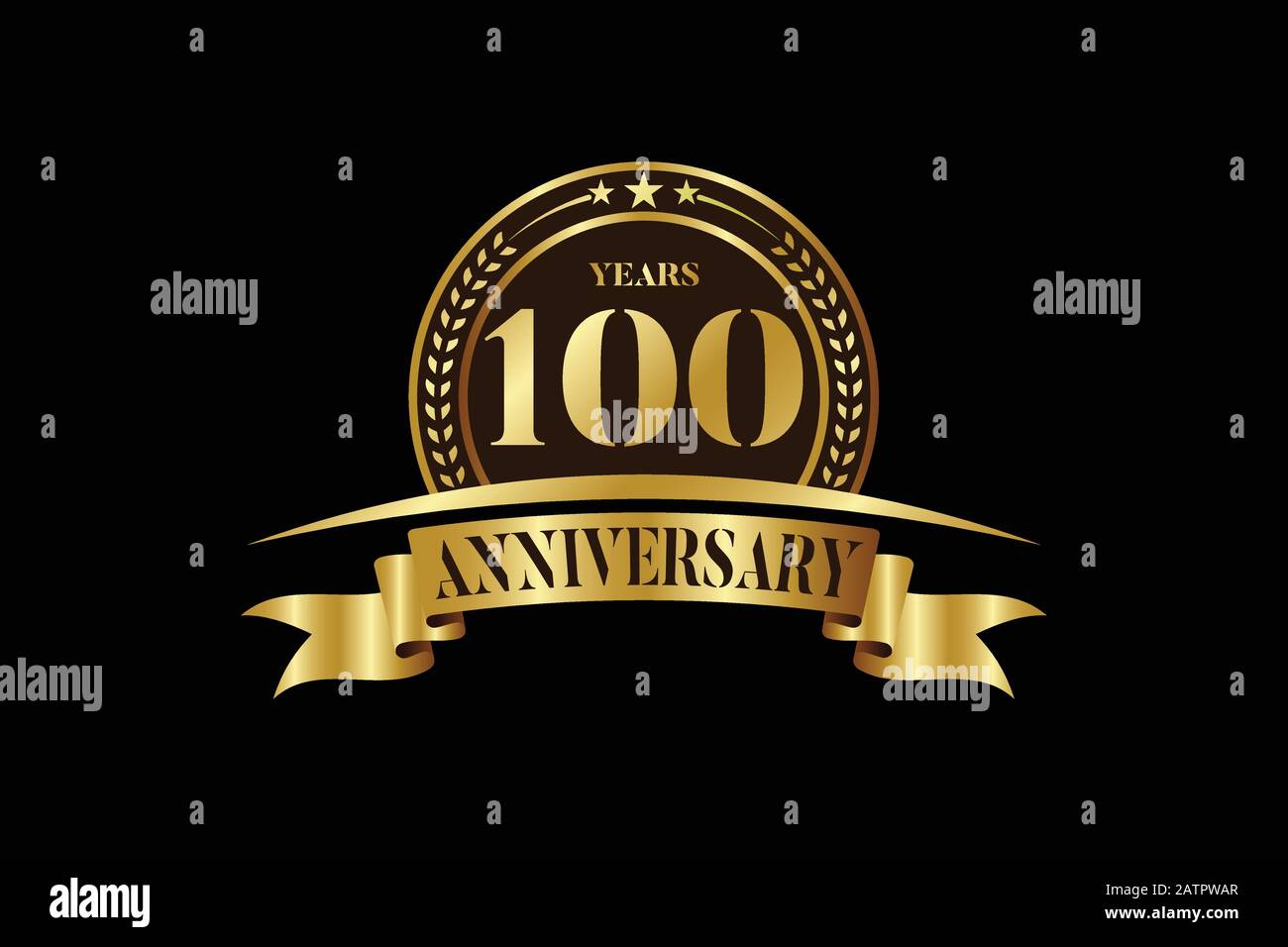 Logo zur Feier des Jubiläums. Goldenes Jubiläumsemblem mit Band. Design für Broschüre, Broschüre, Magazin, Broschüre, Poster, Web, Einladung Stock Vektor
