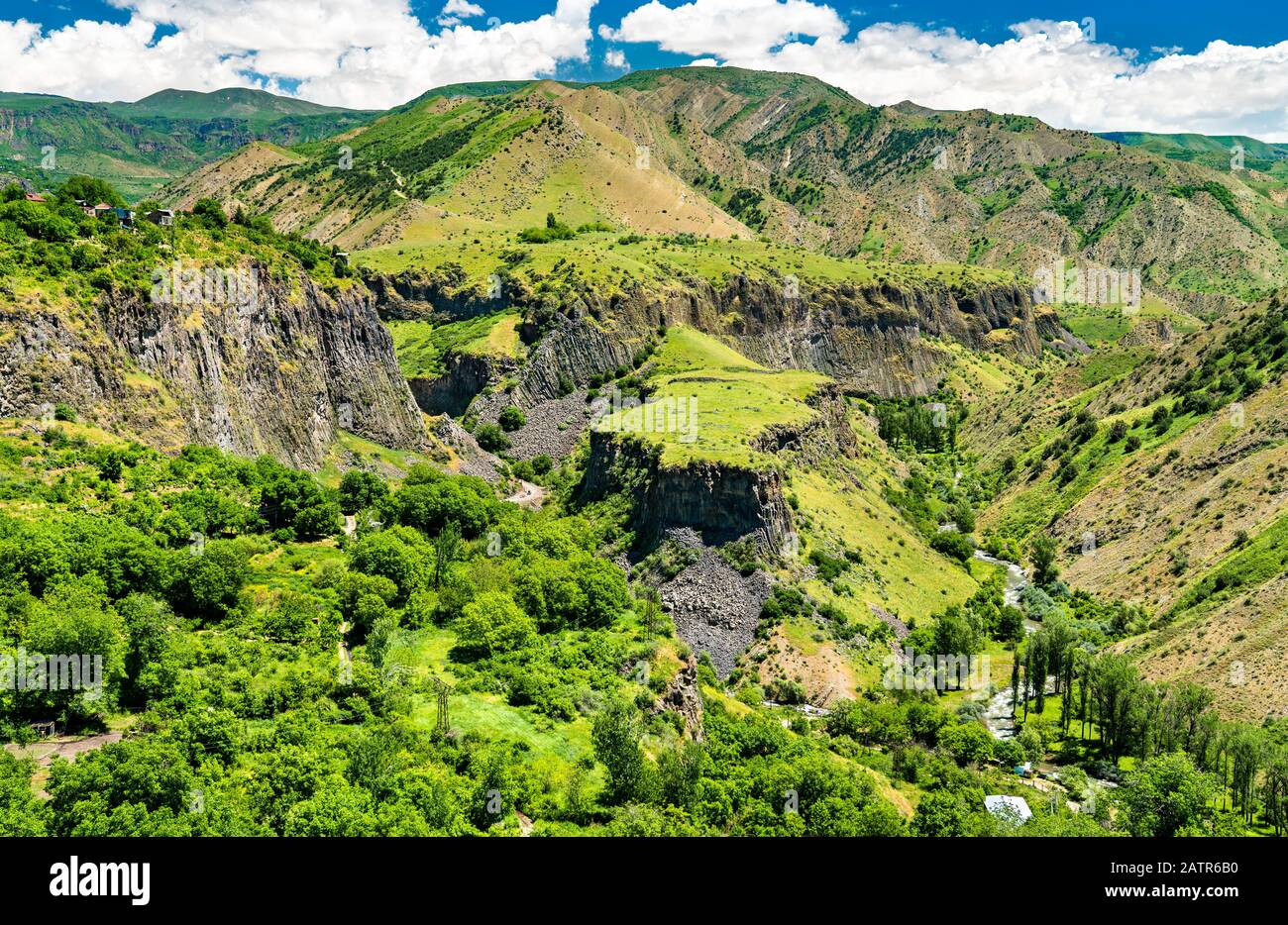 Das Garni Schlucht mit Basalt Spalte Formationen. Armenien Stockfoto