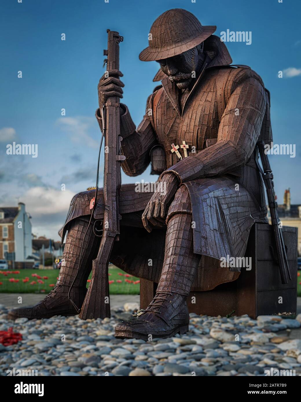 Tommy World war One Soldier Sculpture - Eleven 'O' One In Seaham, County Durham Stockfoto