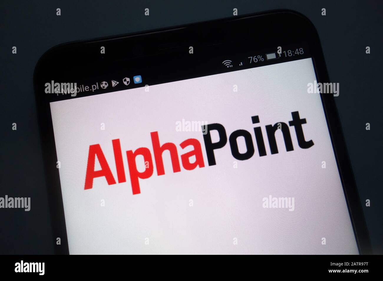 AlphaPoint Logo auf Smartphone Stockfoto