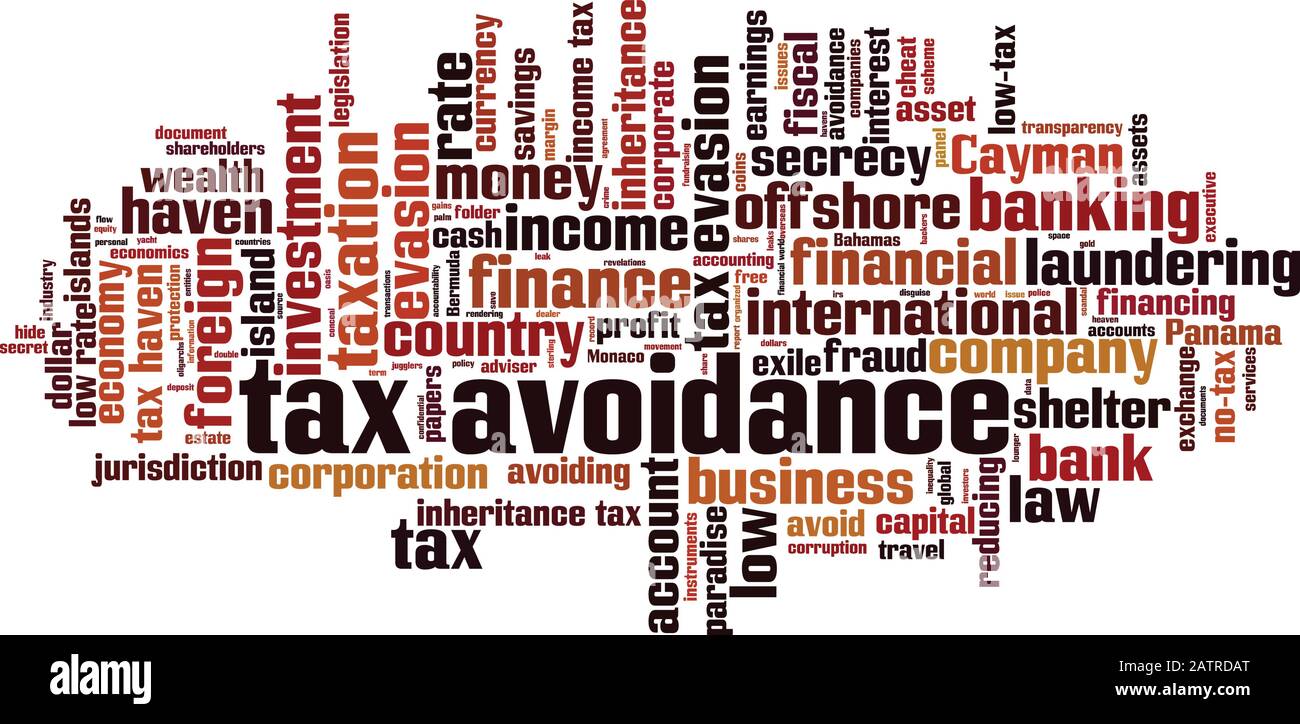 Steuervermeidung Wort Cloud-Konzept. Aus Worten über Steuervermeidung. Vektorgrafiken Stock Vektor