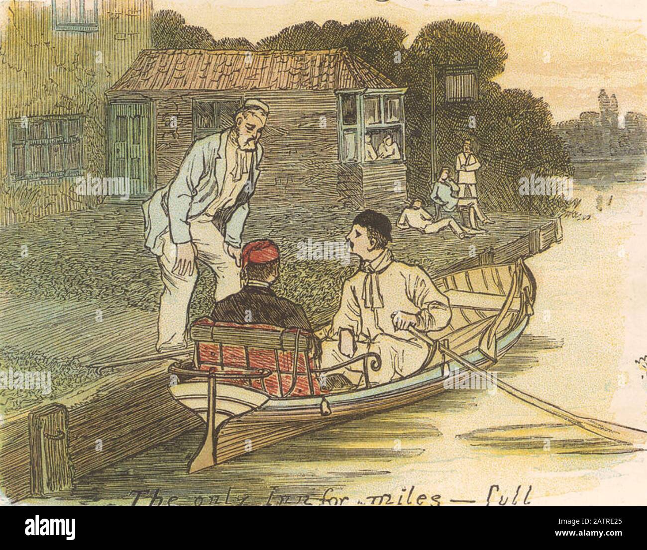 Drei MÄNNER IN EINER BOOTSILLUSTRATION zu Jerome K. Jerome's Comedy-Roman von 1889 Stockfoto