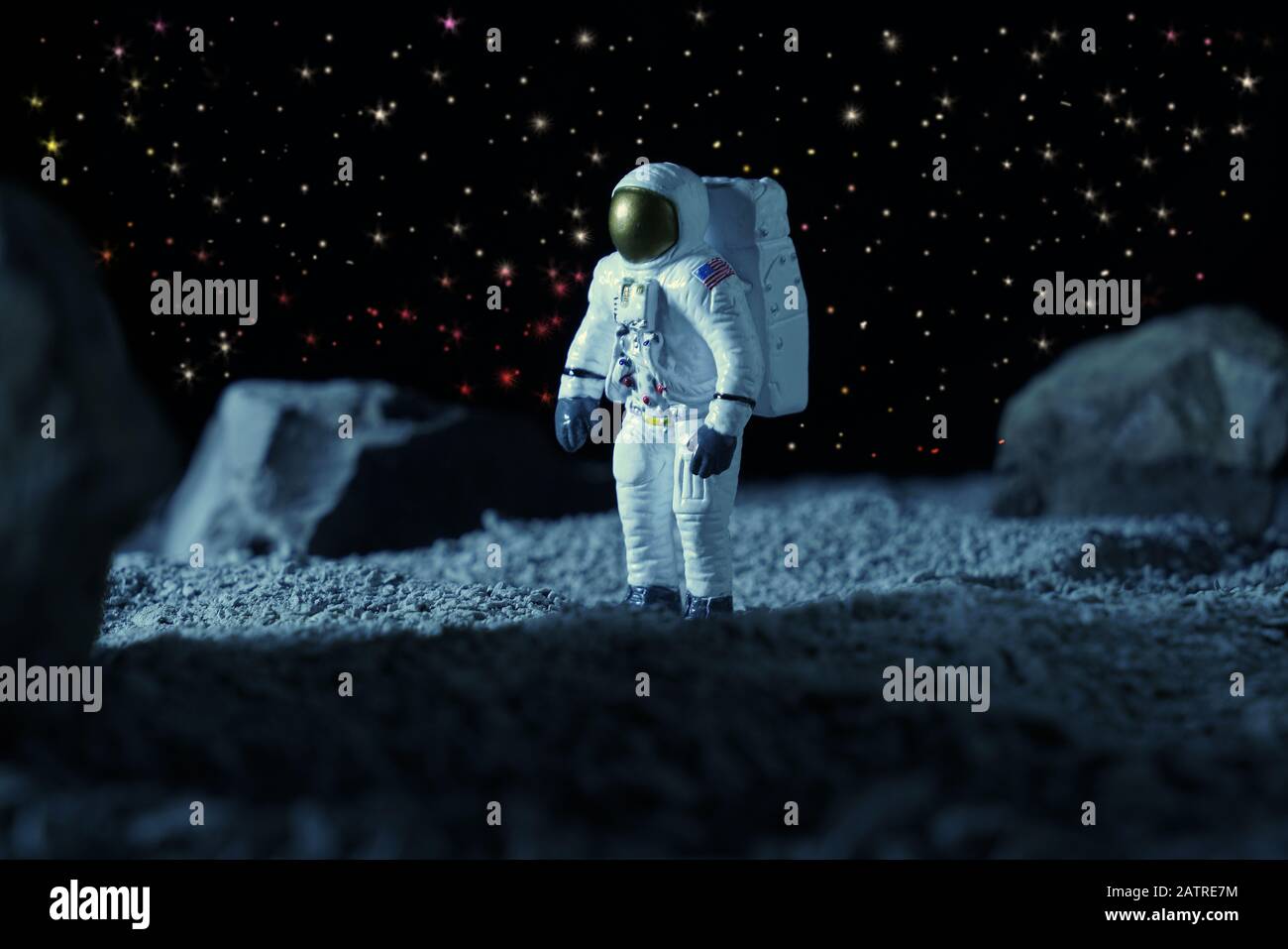 Montreal, Quebec, Kanada, Februar 4.2020.Diorama von einem Astronauten auf einem neuen Planeten.Montreal, Quebec, Kanada.Credit:Mario Beauregard/Alamy News Stockfoto