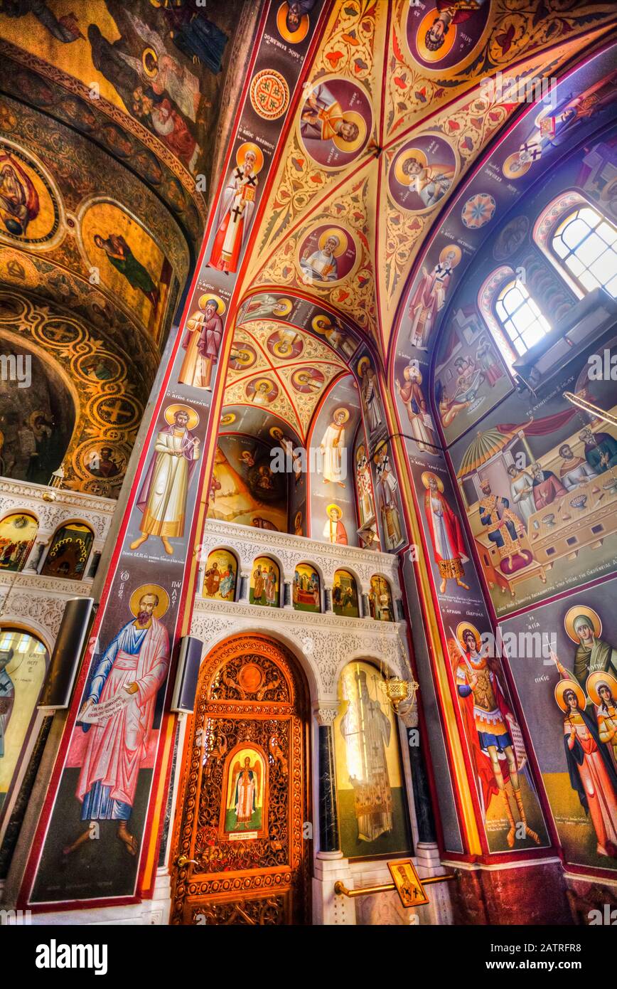 Fresken, St. Johns Vorläufer Parish; Athen, Griechenland Stockfoto