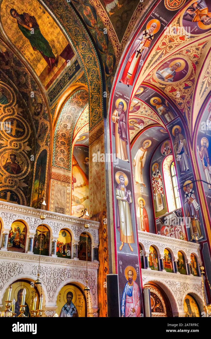 Fresken, St. Johns Vorläufer Parish; Athen, Griechenland Stockfoto