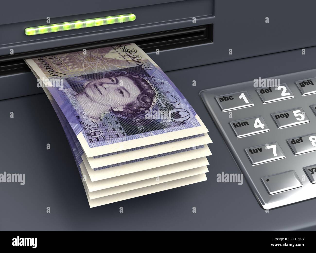 Widerrufsrecht englische Pfund aus dem ATM Stockfoto