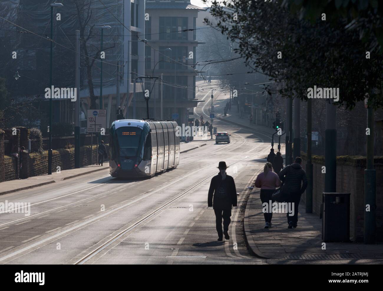 24/02/2018 Nottingham Trent University Alstom Citidas Tram 229 Viv Anderson MBE Hucknall - Toton Lane Service Stockfoto