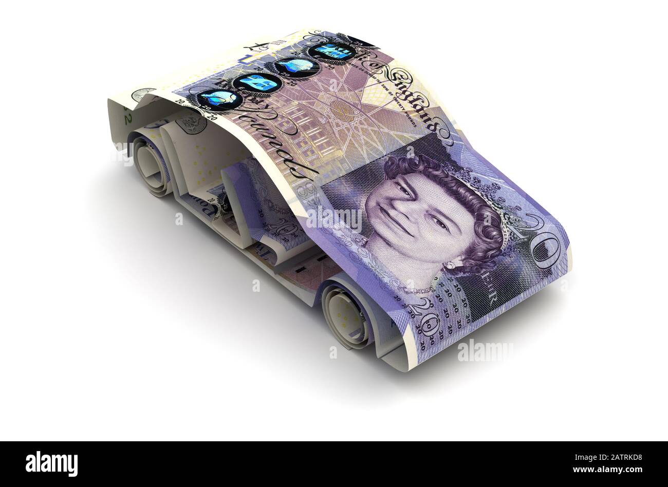Autofinanzierung mit englischen Pfund (isoliert auf weißem Hintergrund) Stockfoto