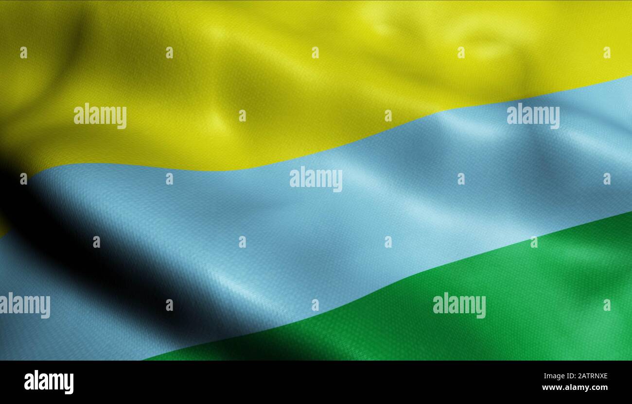 3D-Darstellung einer schwenkenden Flagge von El Roble (Land Kolumbien) Stockfoto