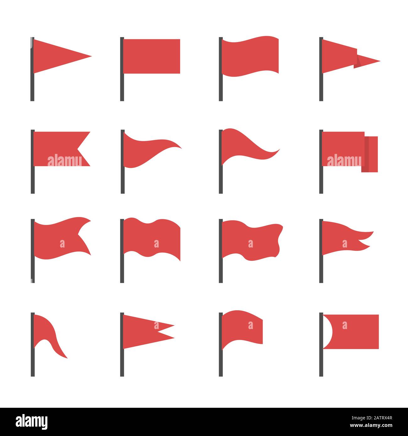 Rote Flaggen. Symbol für rotes Flag gesetzt, Start- und Zielsymbol Stock Vektor