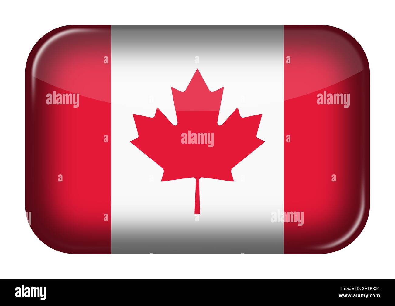 Eine Rechteckschaltfläche für das Web-Symbol in Kanada mit Beschneidungspfad Stockfoto