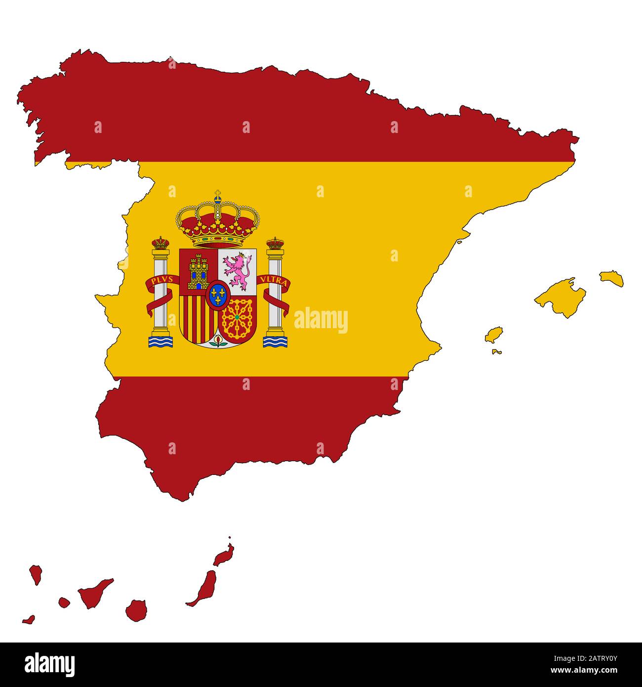 Eine Spanien-Karte auf weißem Hintergrund mit Beschneidungspfad Stockfoto