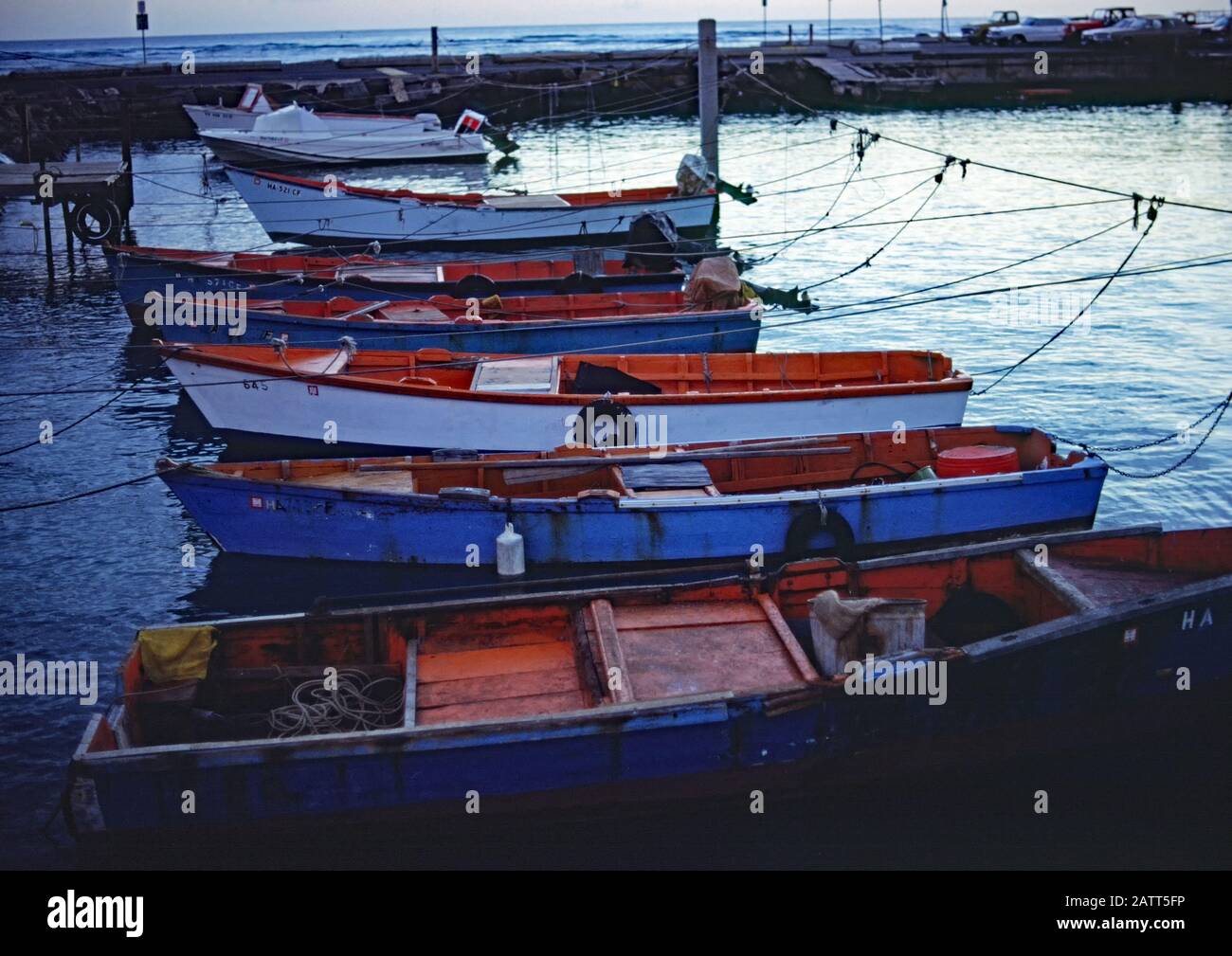 Kleiner Bootshafen Oahu Hawaii 1979 Stockfoto