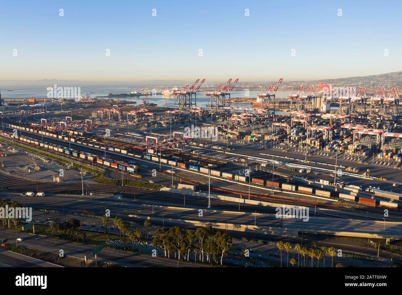 Hafen von Long Beach und Los Angeles Container Yard Stockfoto