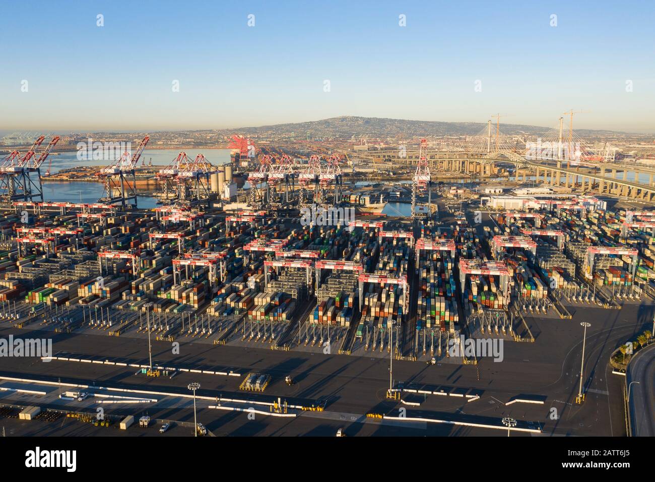 Hafen von Long Beach und Los Angeles Container Yard Stockfoto