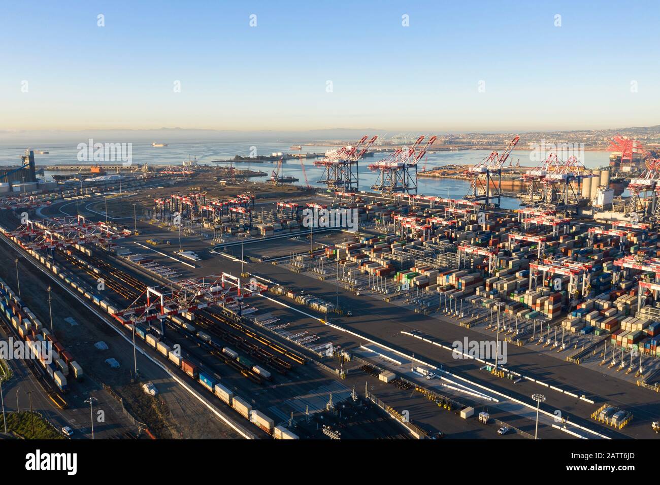 Hafen von Long Beach und Los Angeles Container Yard Stockfoto