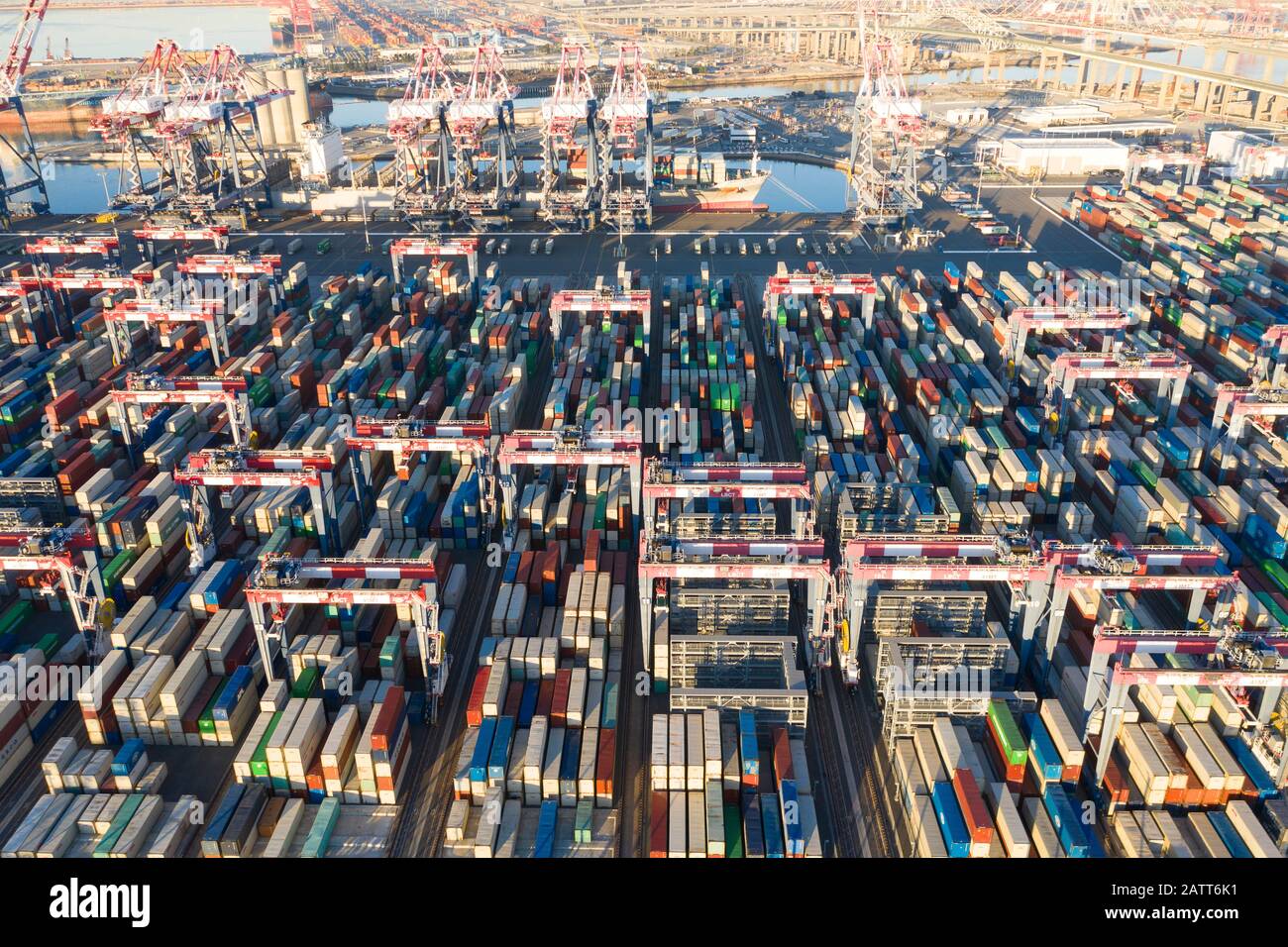 Hafen von Long Beach und Los Angeles Container Yard Stockfoto