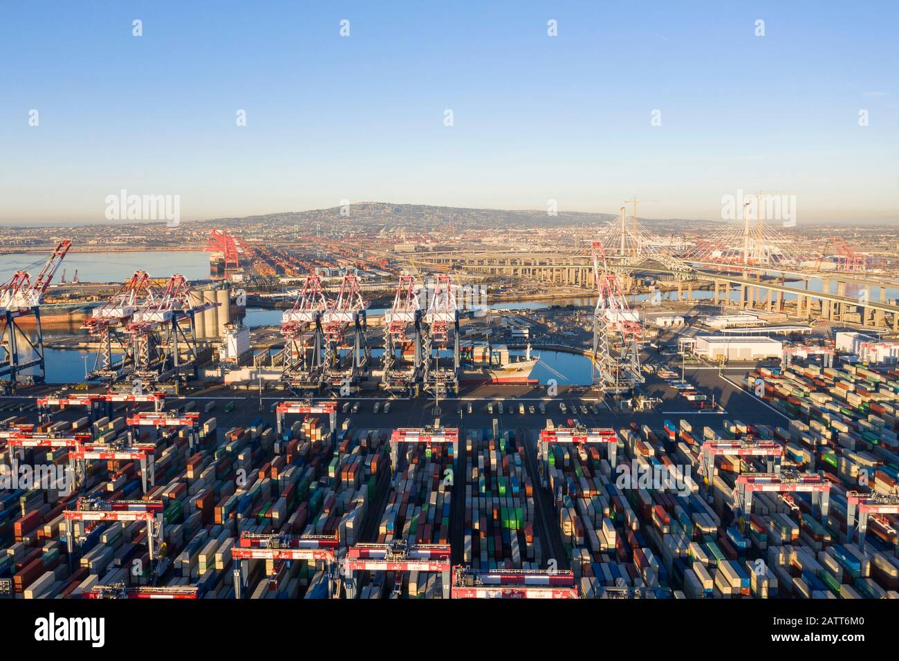 Hafen von Long Beach und Los Angeles Container Yard Stockfoto
