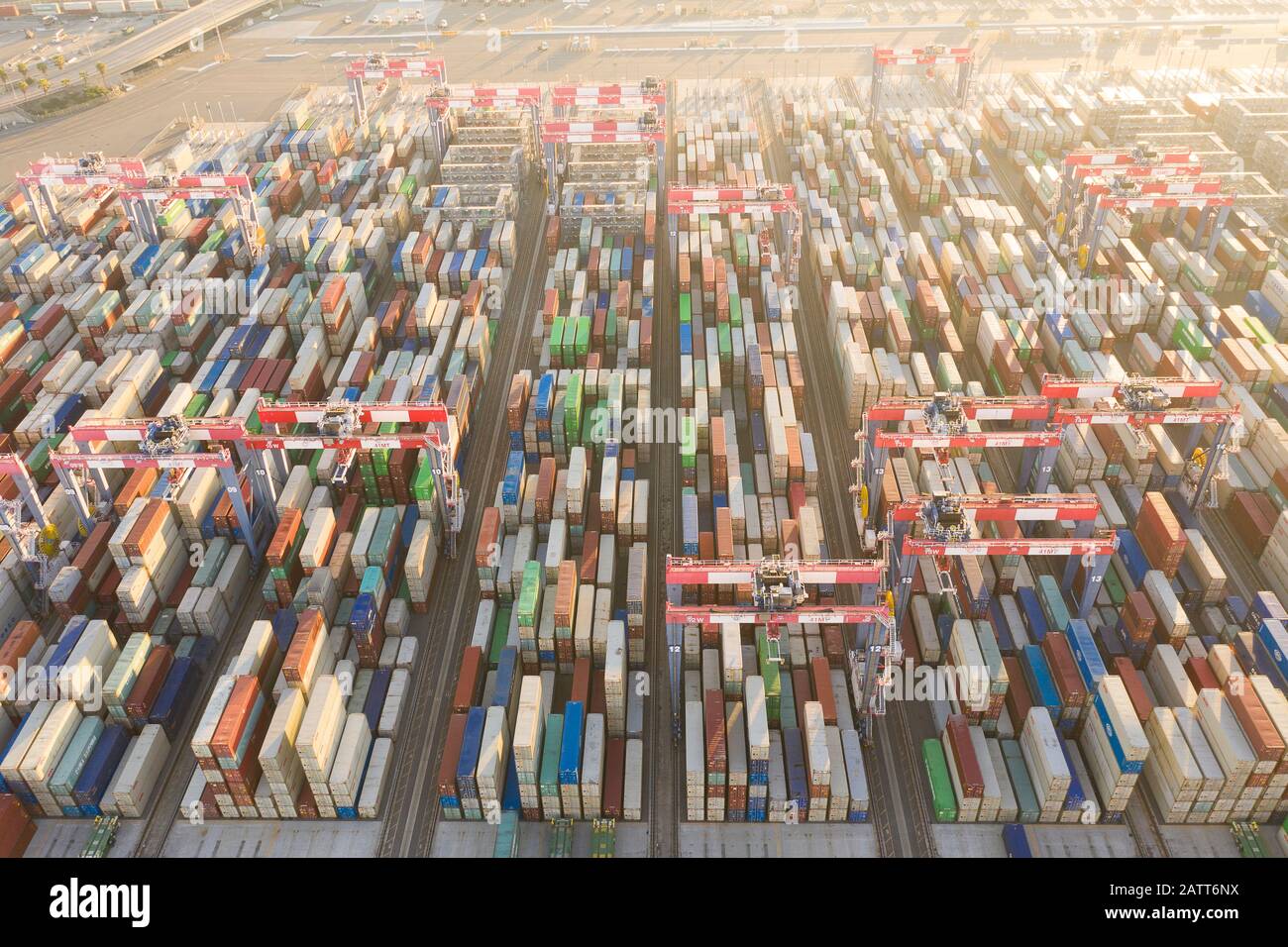 Hafen von Long Beach und Los Angeles Container Yard Stockfoto