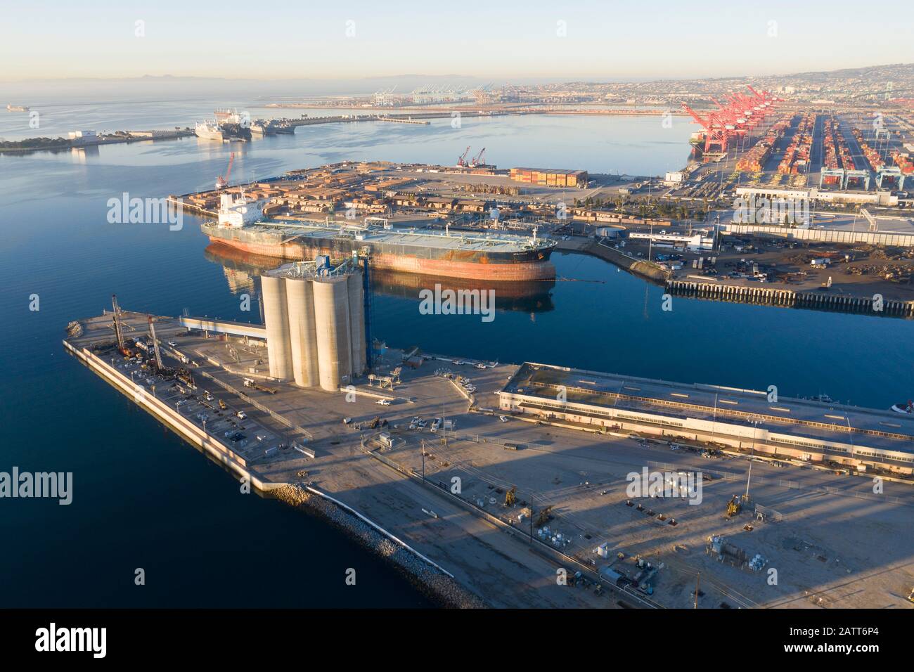 Hafen von Long Beach und Los Angeles Container Yard Stockfoto