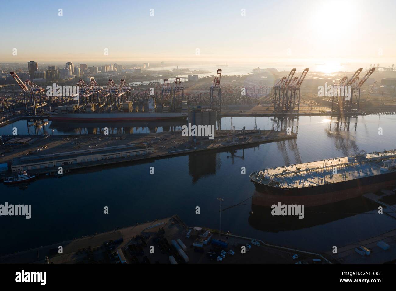 Hafen von Long Beach und Los Angeles Container Yard Stockfoto