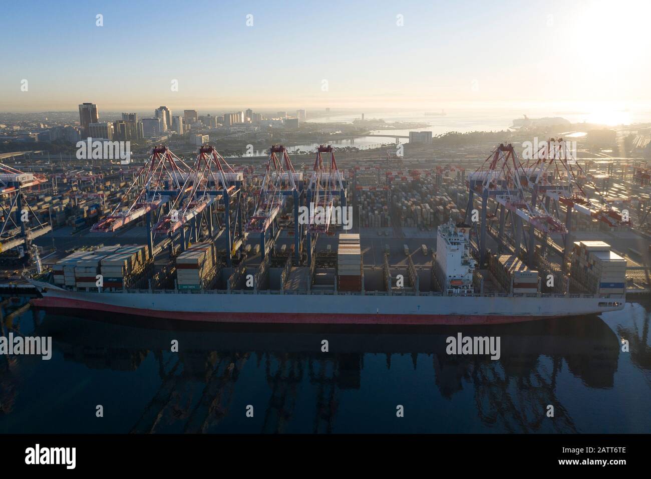 Hafen von Long Beach und Los Angeles Container Yard Stockfoto