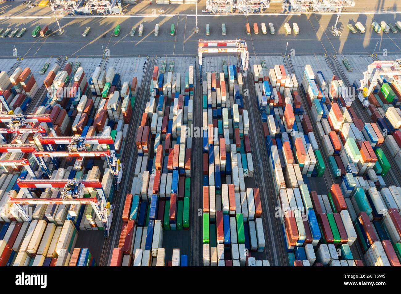 Hafen von Long Beach und Los Angeles Container Yard Stockfoto