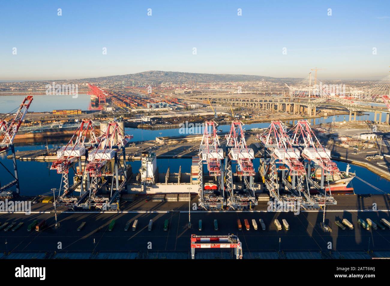 Hafen von Long Beach und Los Angeles Container Yard Stockfoto