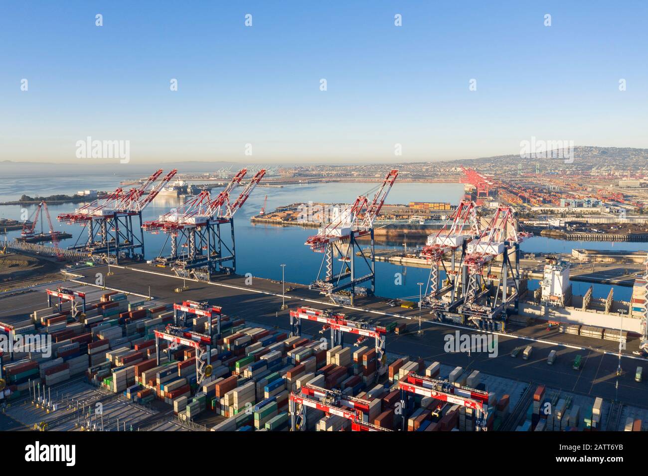 Hafen von Long Beach und Los Angeles Container Yard Stockfoto