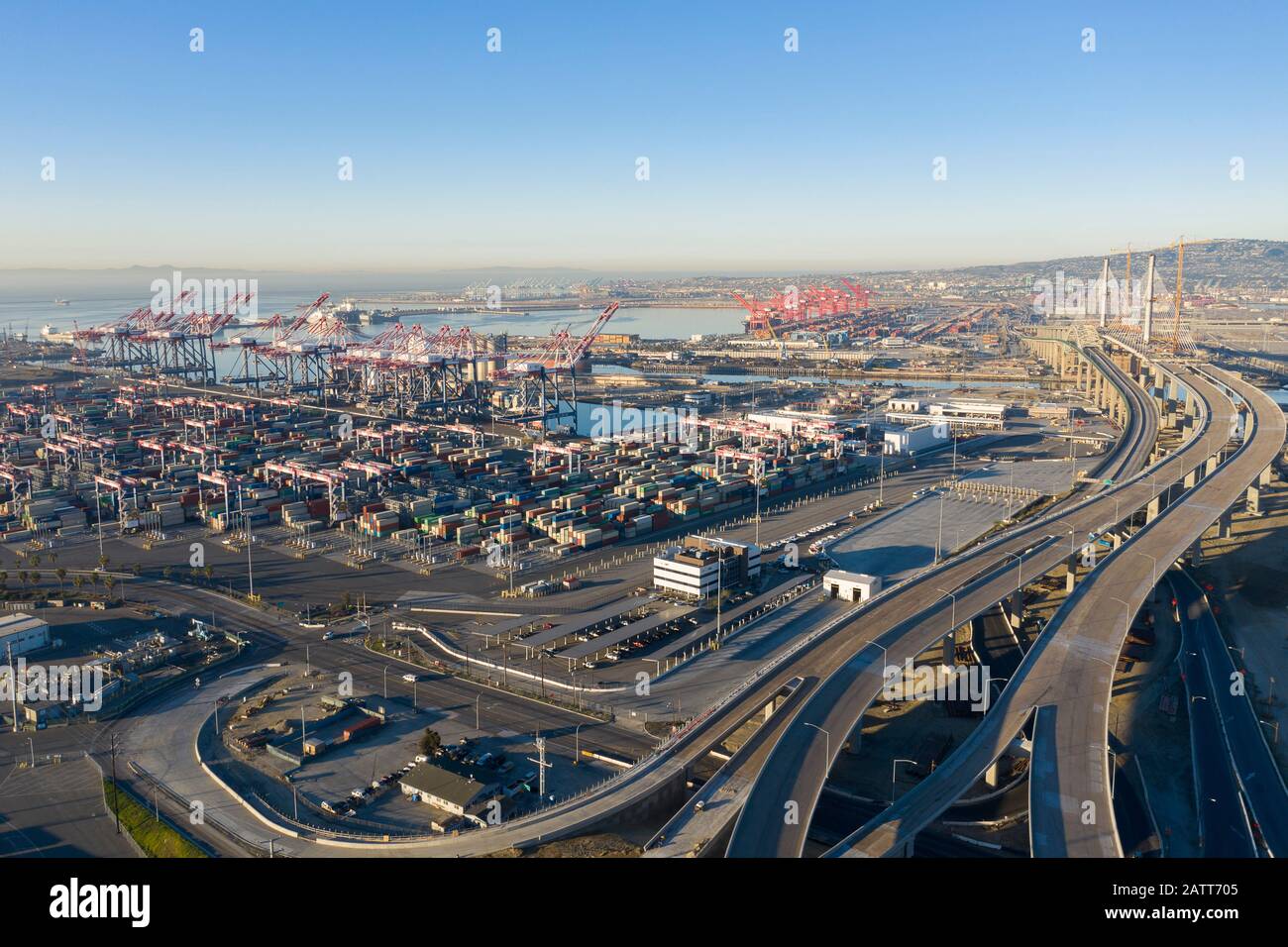 Hafen von Long Beach und Los Angeles Container Yard Stockfoto